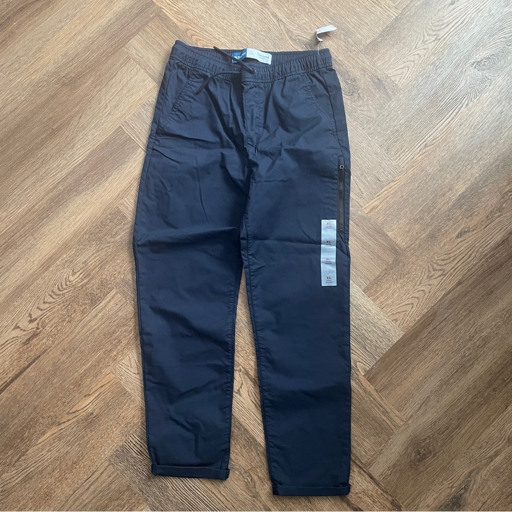 Old Navy Built-In Flex Tapered Tech Pants Boys Size XL 14-16 Navy Blue
